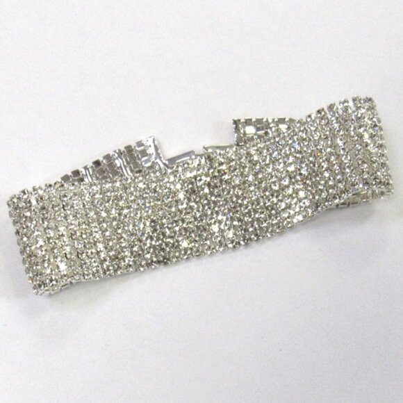 Silver Rhinestone Crystal Sparkle Bracelet Evening Wedding Formal Party - Picture 1 of 4